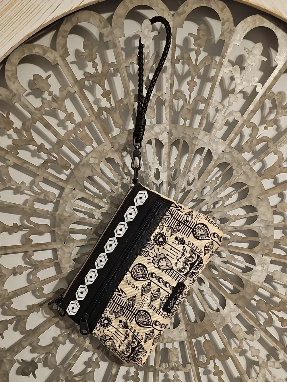 Sak Roots Canvas Crossbody Bag in Black and Cream